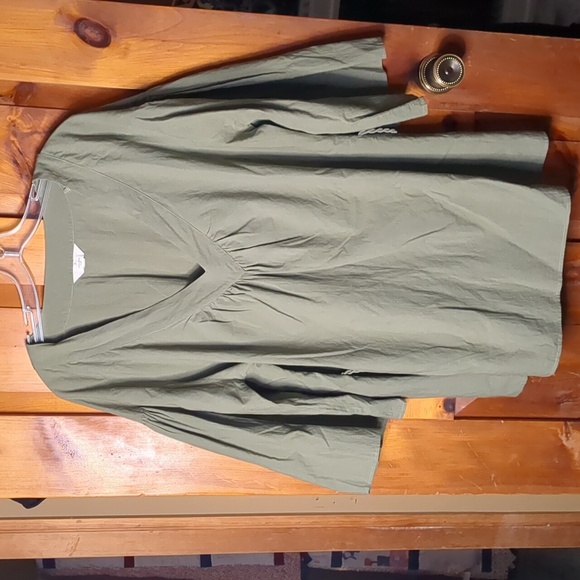 COTTON GINNY* organic cotton v neck peasant sleeve boho hippy chic tunic blouse - Picture 7 of 17